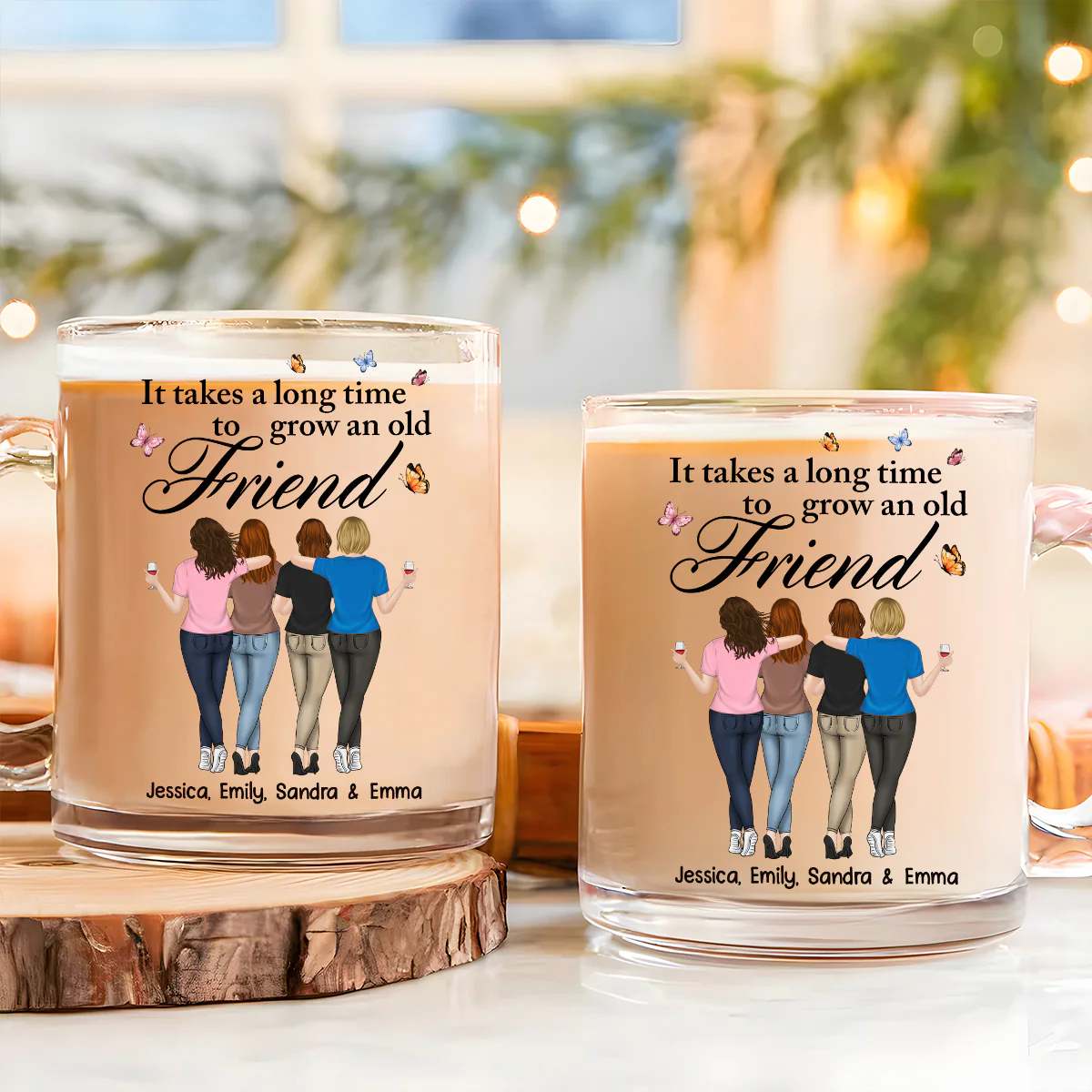 Besties Forever - Personalized Custom Glass Mug - Image 3