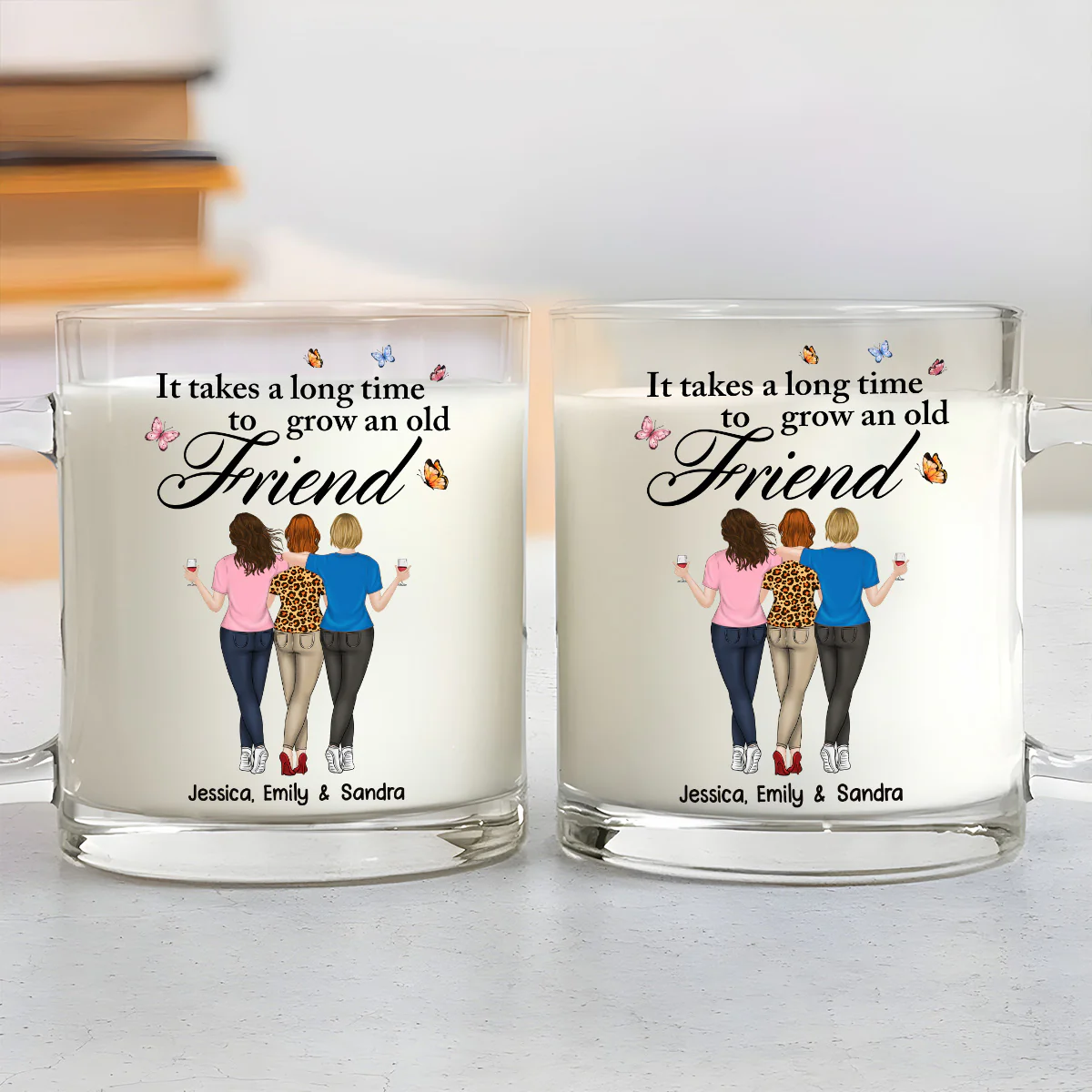 Besties Forever - Personalized Custom Glass Mug - Image 4