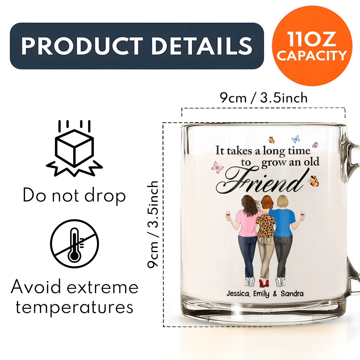 Besties Forever - Personalized Custom Glass Mug - Image 6
