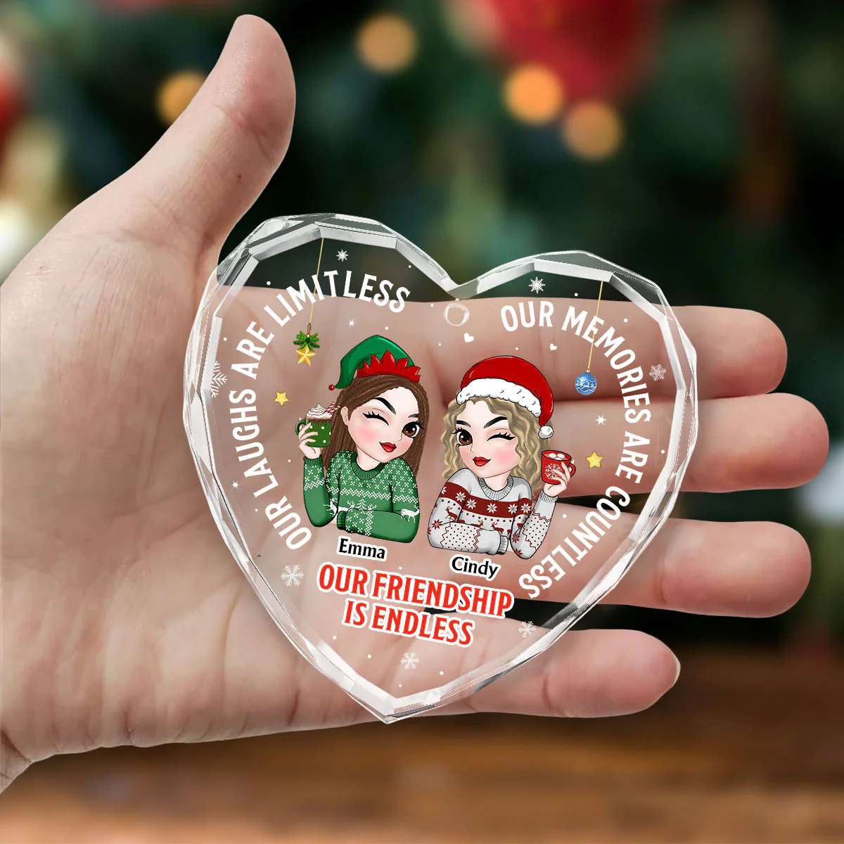 Besties Forever - Personalized Custom Glass Ornament - Image 2