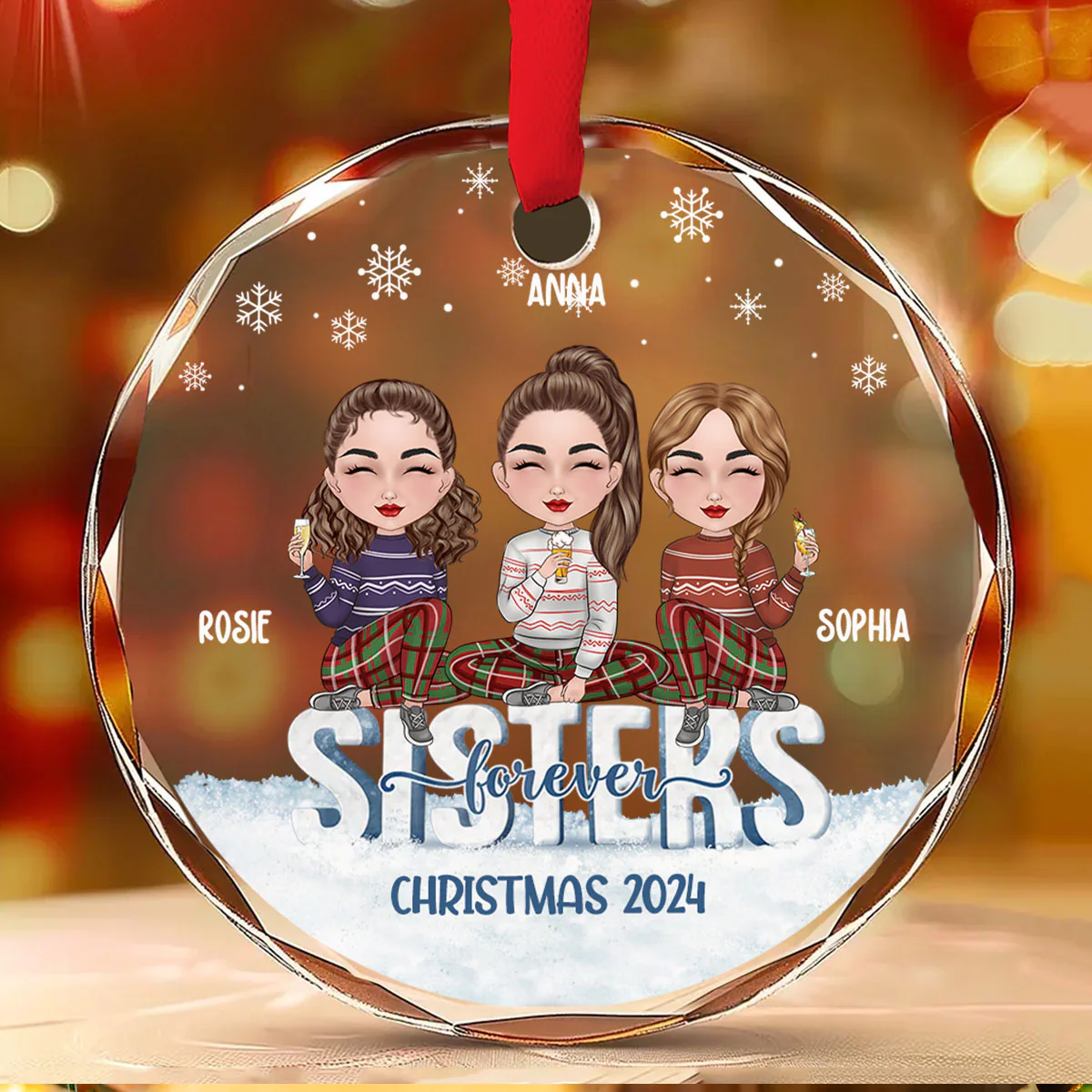Besties Forever - Personalized Custom Glass Ornament - Image 5
