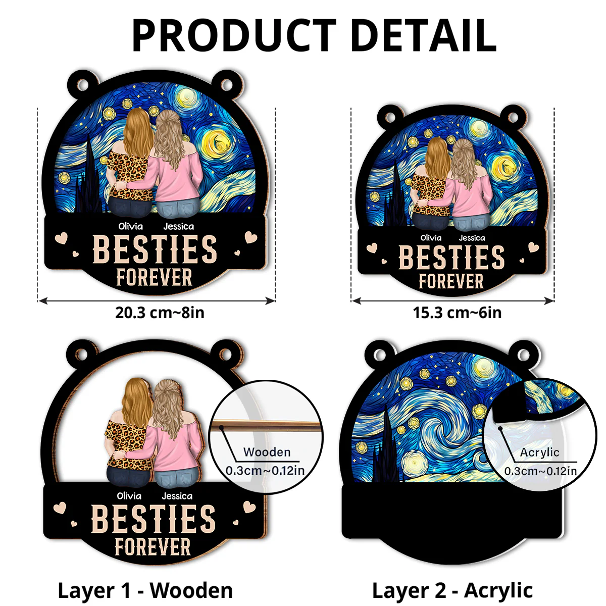 Besties Forever - Personalized Custom Suncatcher - Image 5