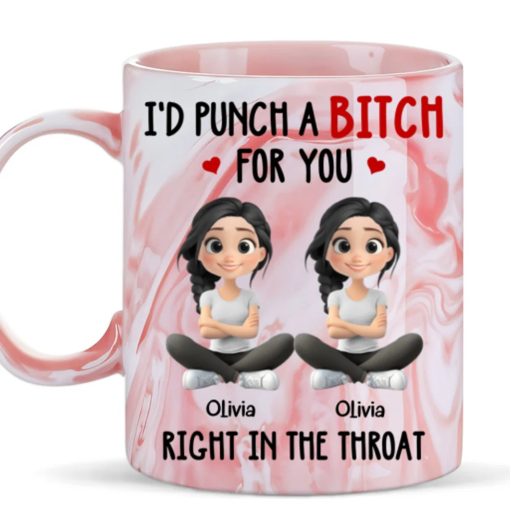 Besties Forever Together - Personalized Custom Pink Marble Mug - Image 5