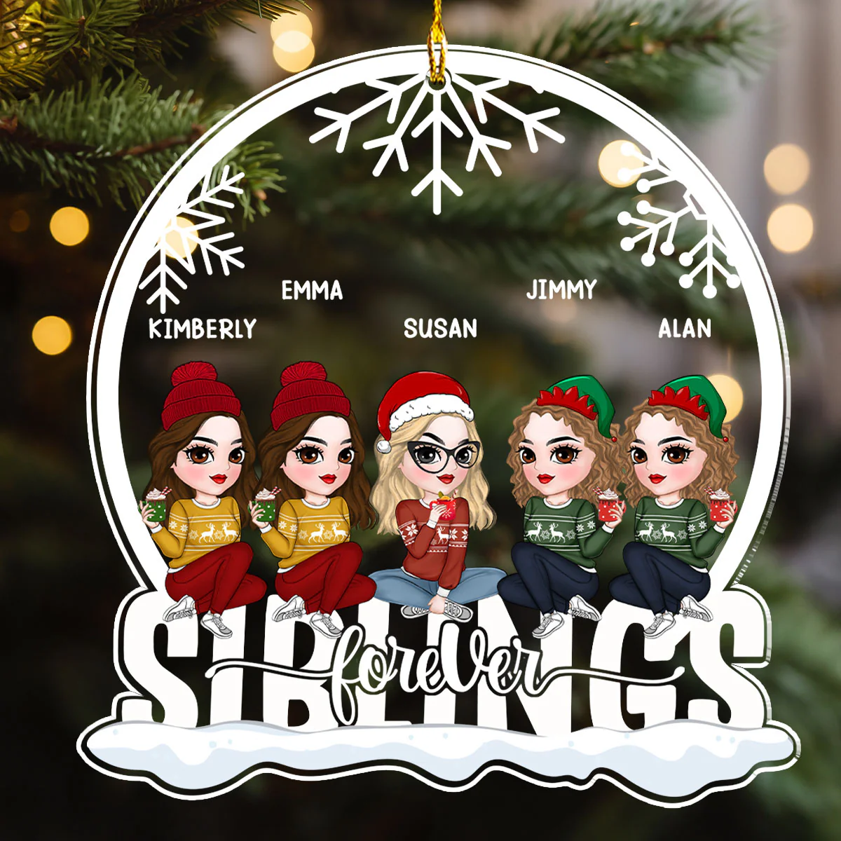 Besties Forever Version 2 - Personalized Custom Acrylic Ornament - Image 2