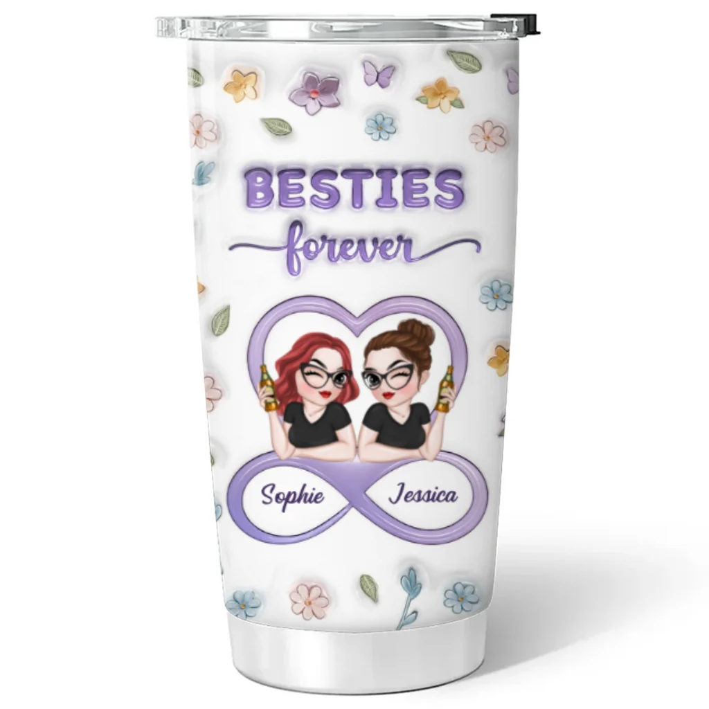Besties Forever Version 3 - Personalized Custom 3D Inflated Effect Tumbler - Image 5
