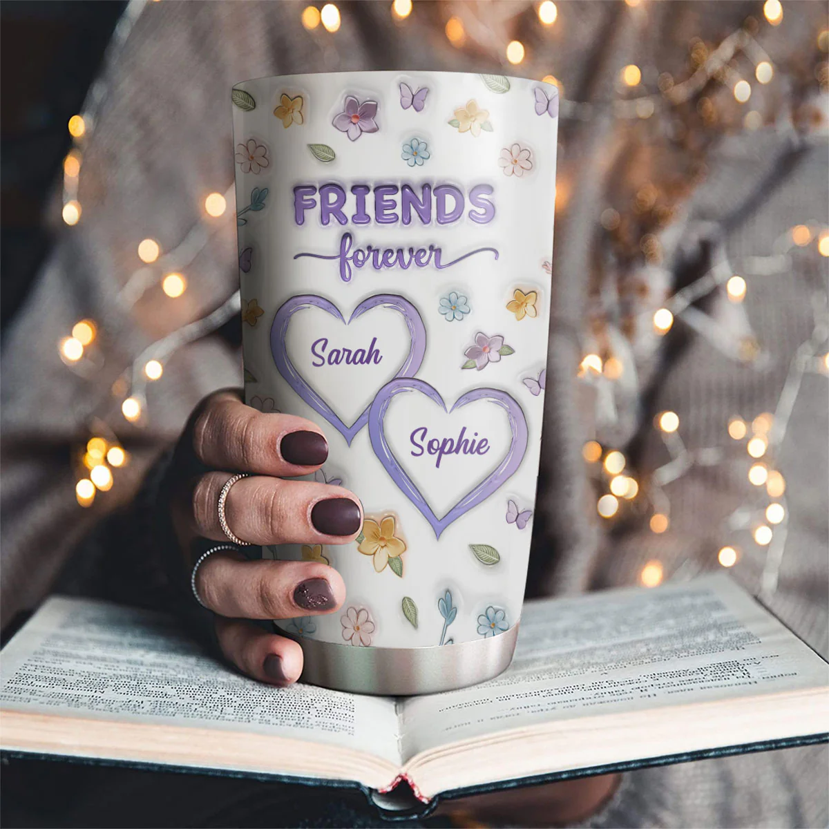 Besties Forever Version 4 - Personalized Custom 3D Inflated Effect Tumbler - Image 2