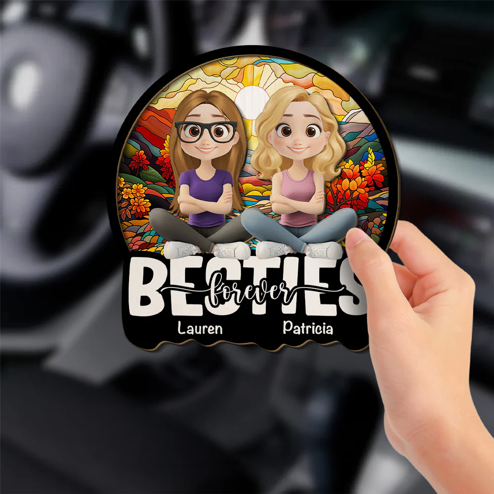 Besties Forever Version 4 - Personalized Custom Car Visor Clip - Image 2
