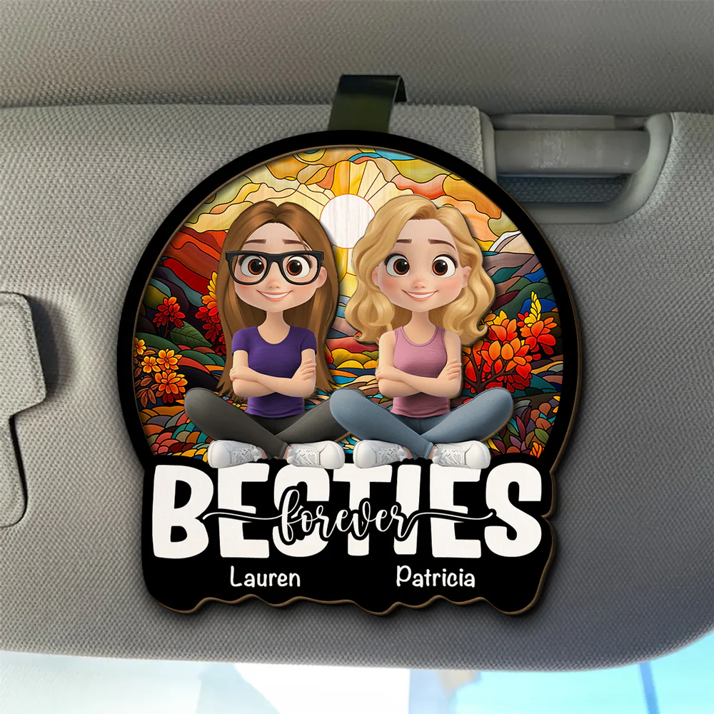 Besties Forever Version 4 - Personalized Custom Car Visor Clip - Image 4