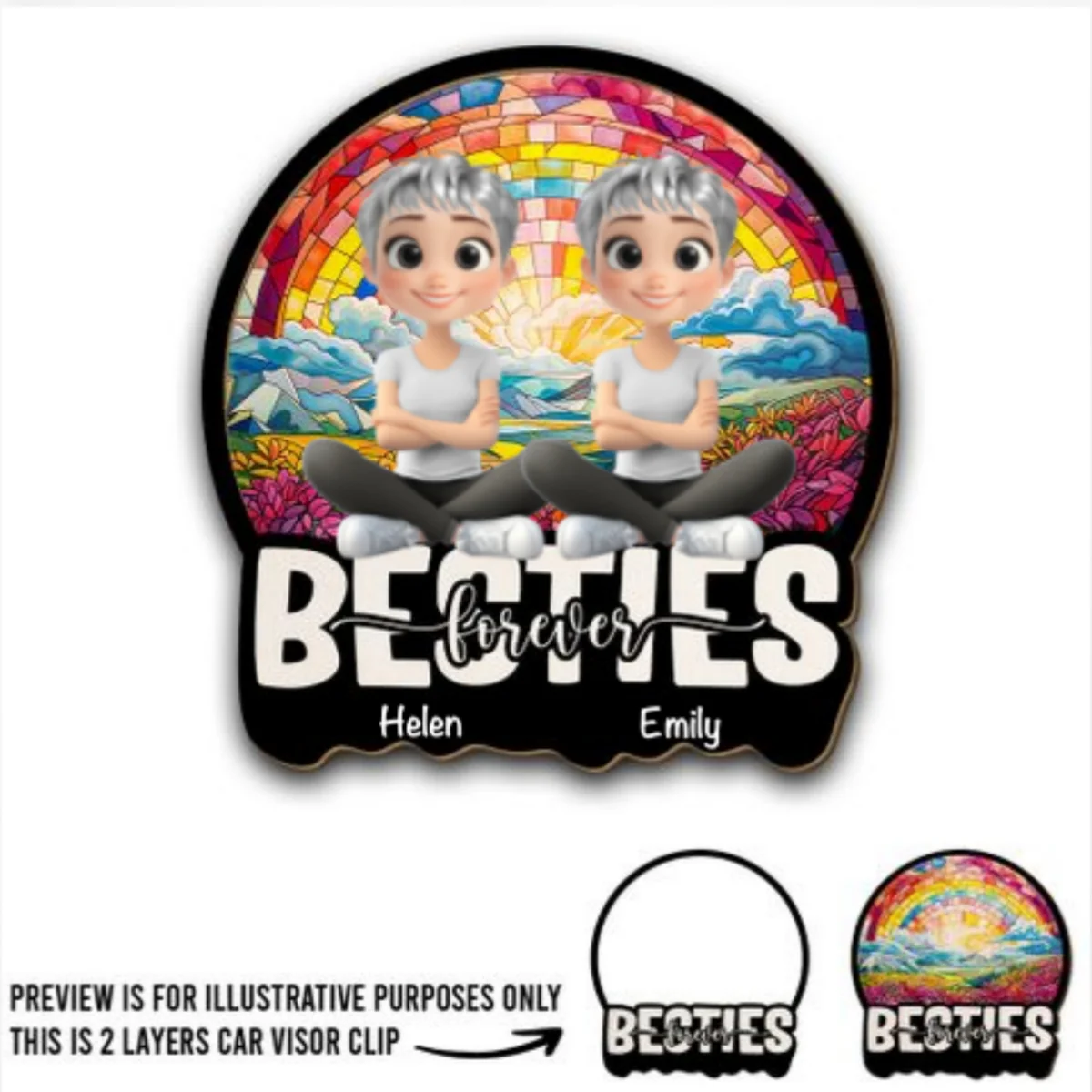 Besties Forever Version 4 - Personalized Custom Car Visor Clip - Image 5