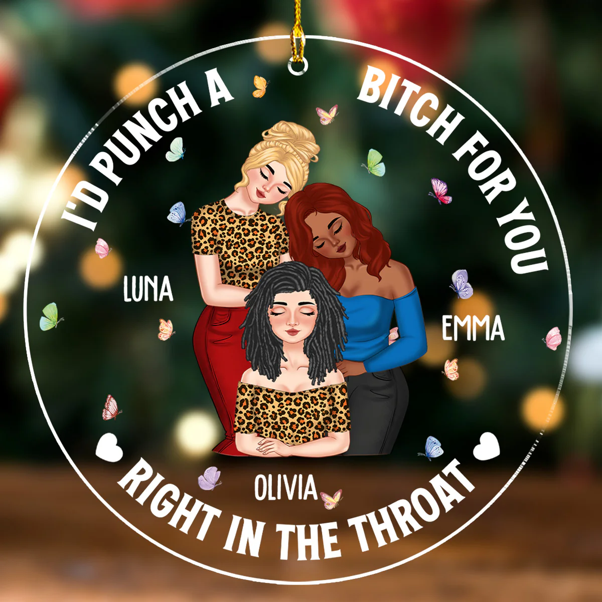 Besties Lean On Shoulder  - Personalized Custom Acrylic Ornament - Image 2