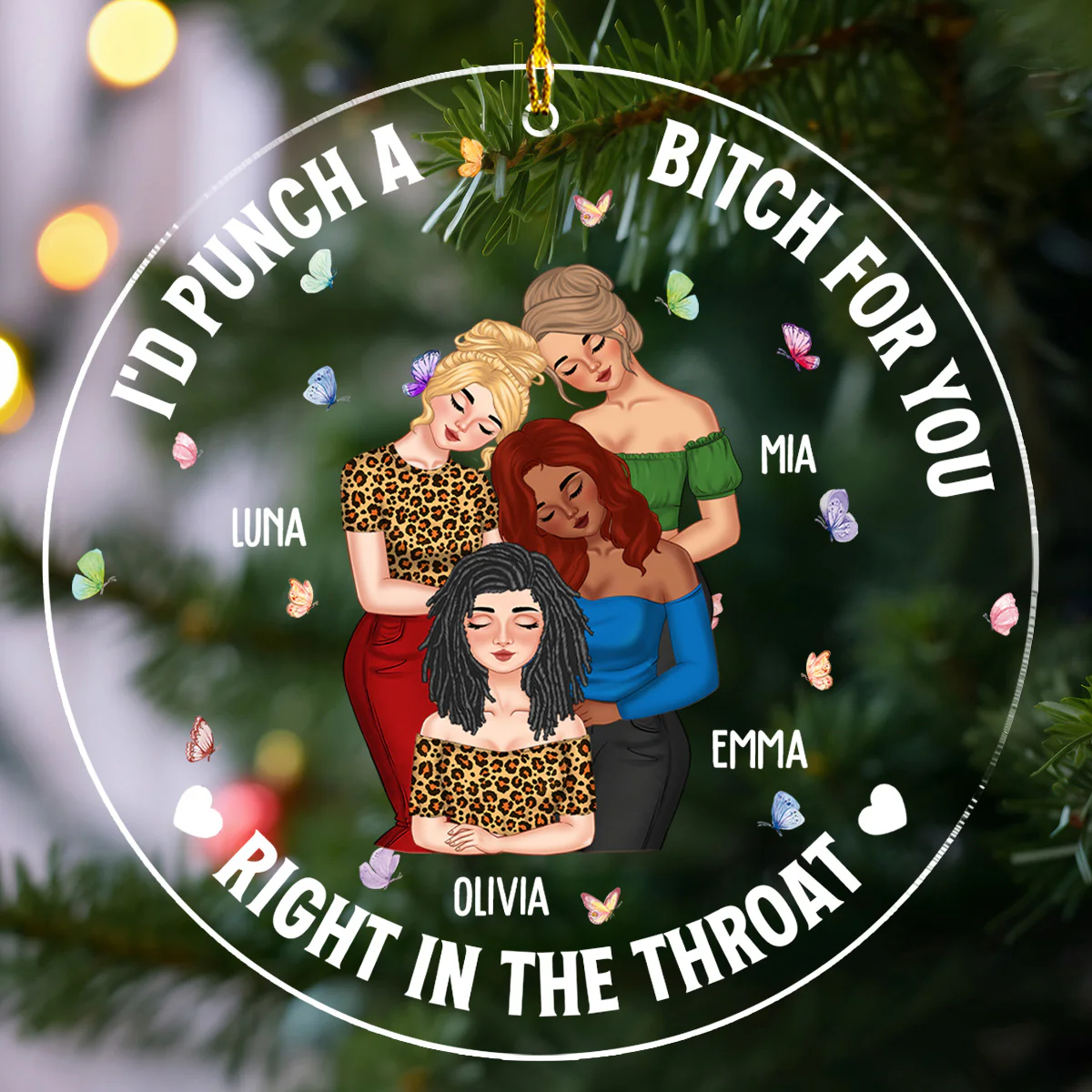 Besties Lean On Shoulder  - Personalized Custom Acrylic Ornament - Image 3