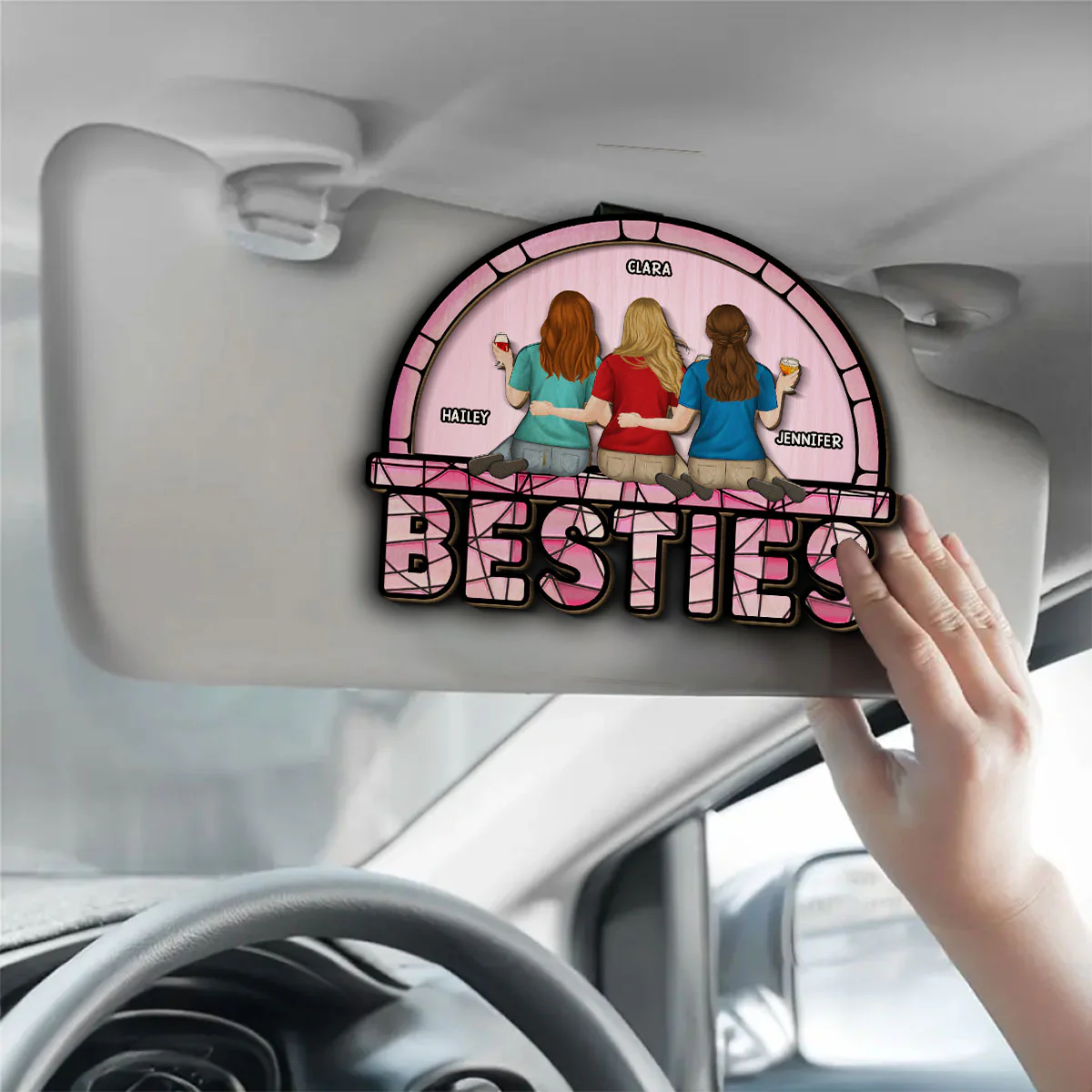 Besties - Personalized Custom Car Visor Clip - Image 2