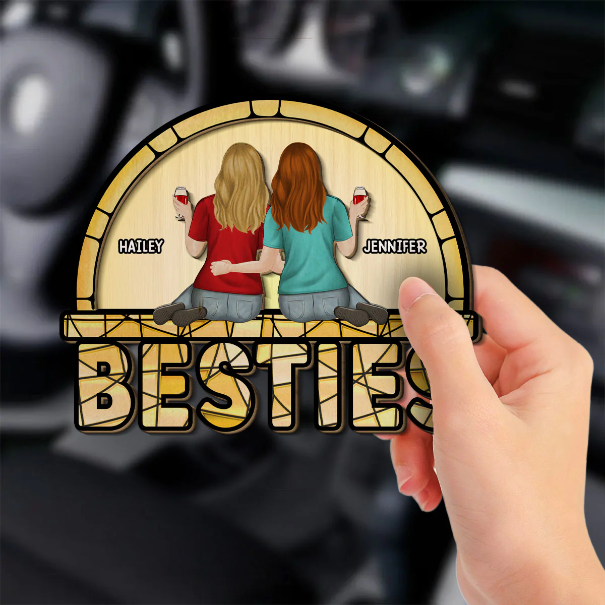 Besties - Personalized Custom Car Visor Clip - Image 3