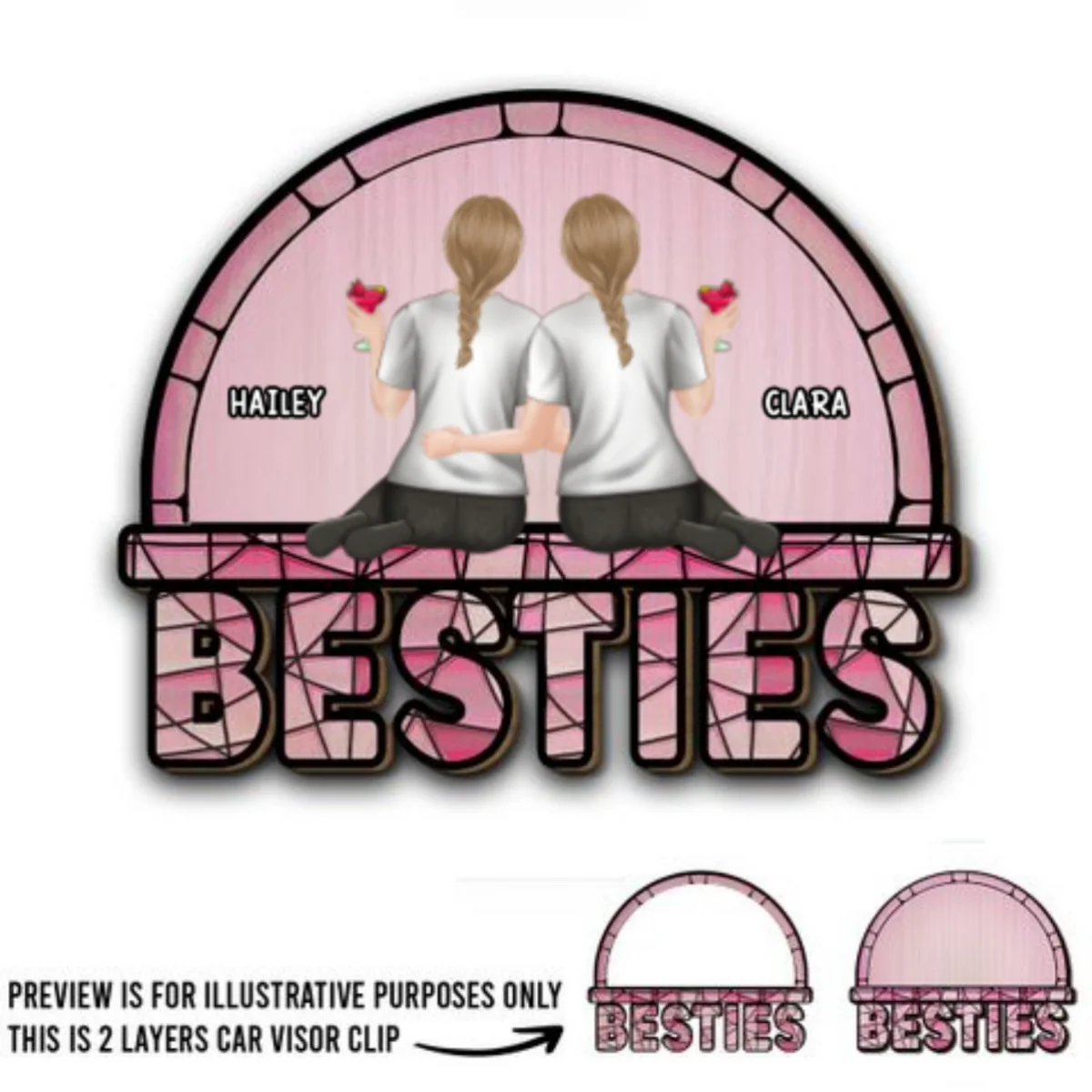 Besties - Personalized Custom Car Visor Clip - Image 5