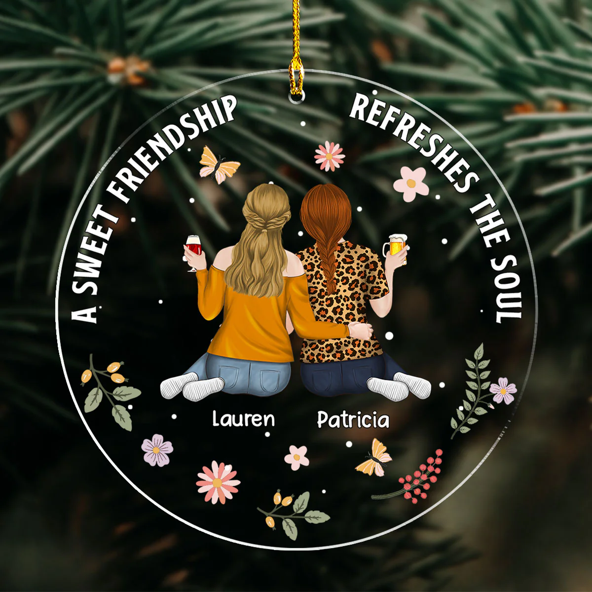Besties Refresh The Soul - Personalized Custom Acrylic Ornament - Image 2