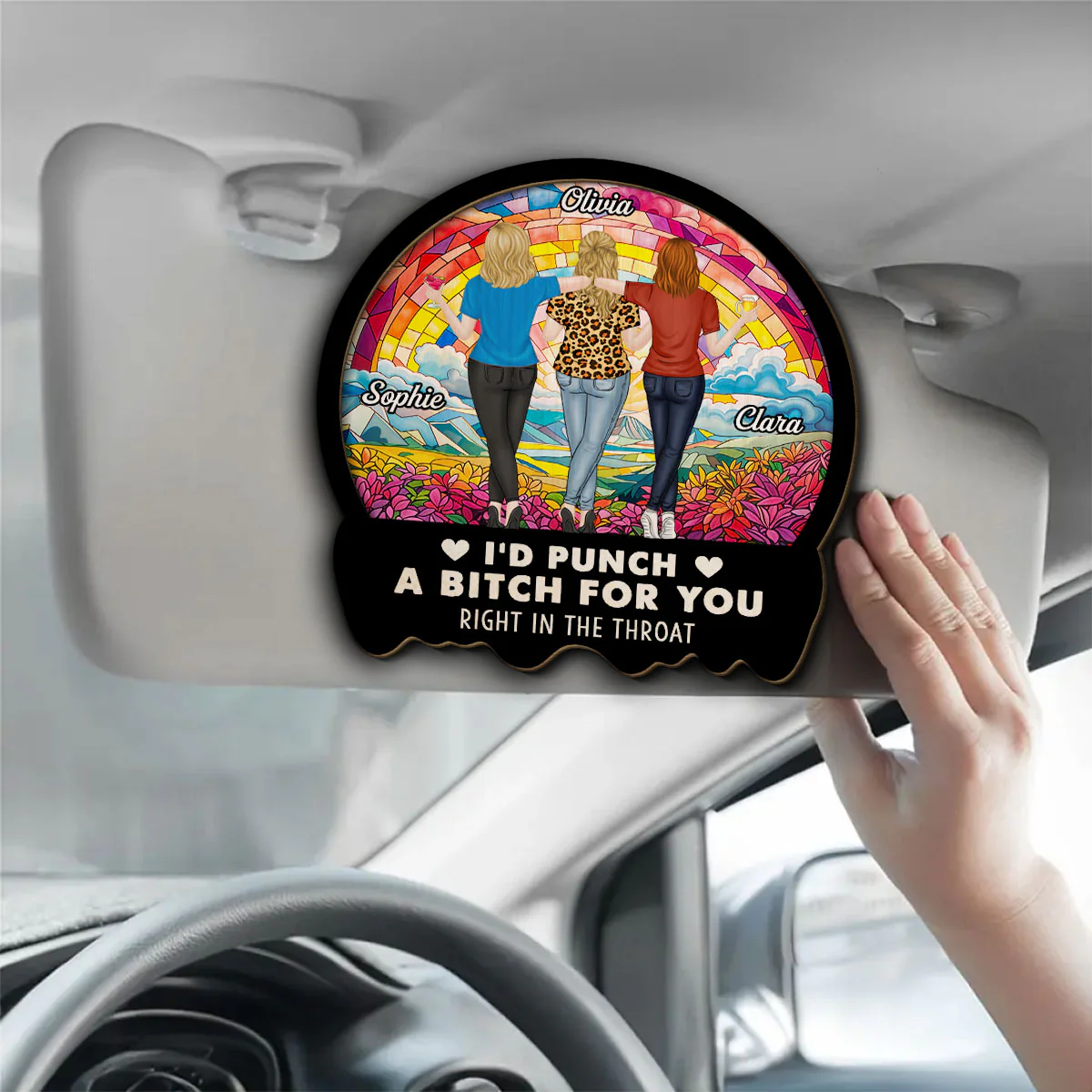 Besties Sisters Punch For You - Personalized Custom Car Visor Clip - Image 2