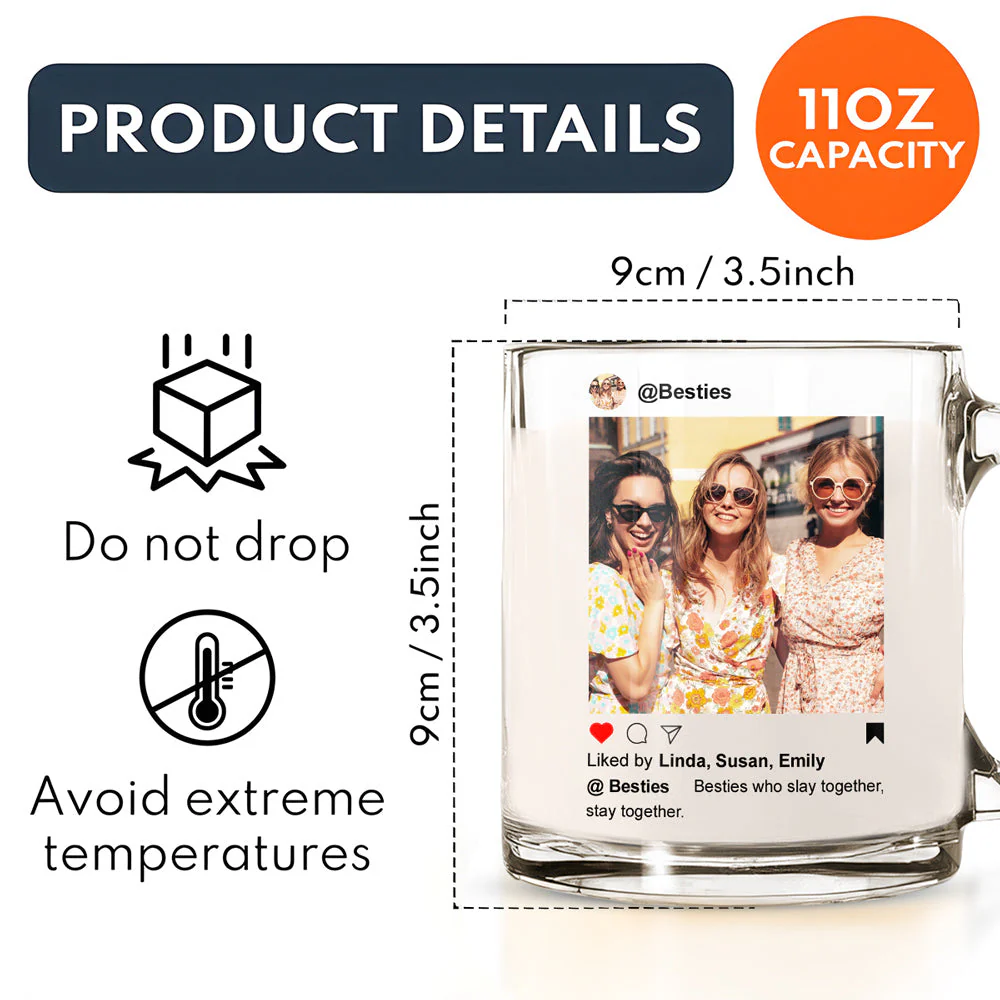 Besties Slay Together - Personalized Custom Glass Mug - Image 5