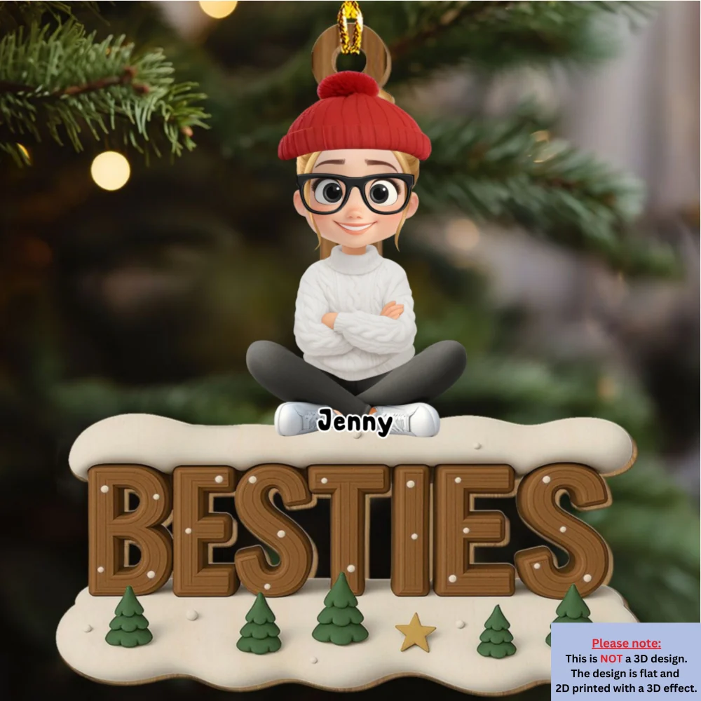 Besties This Year Onwards - Personalized Custom 3D Effect Wood Ornament - Image 6