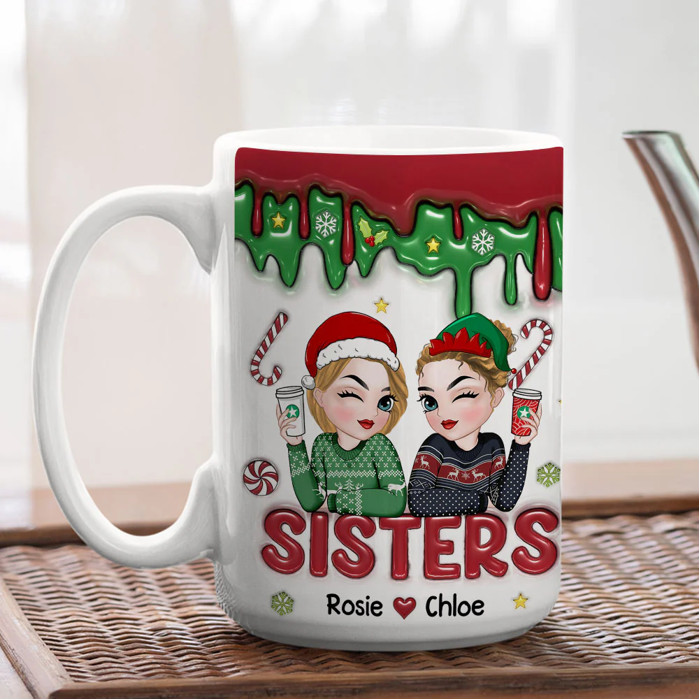 Besties Together Christmas 2024 - Personalized Custom 3D Inflated Coffee Mug - Image 4