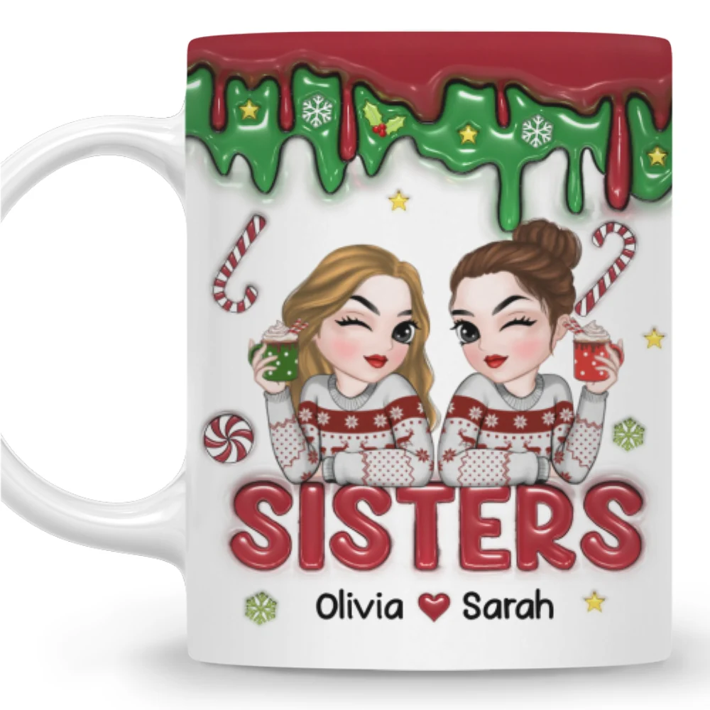 Besties Together Christmas 2024 - Personalized Custom 3D Inflated Coffee Mug - Image 6