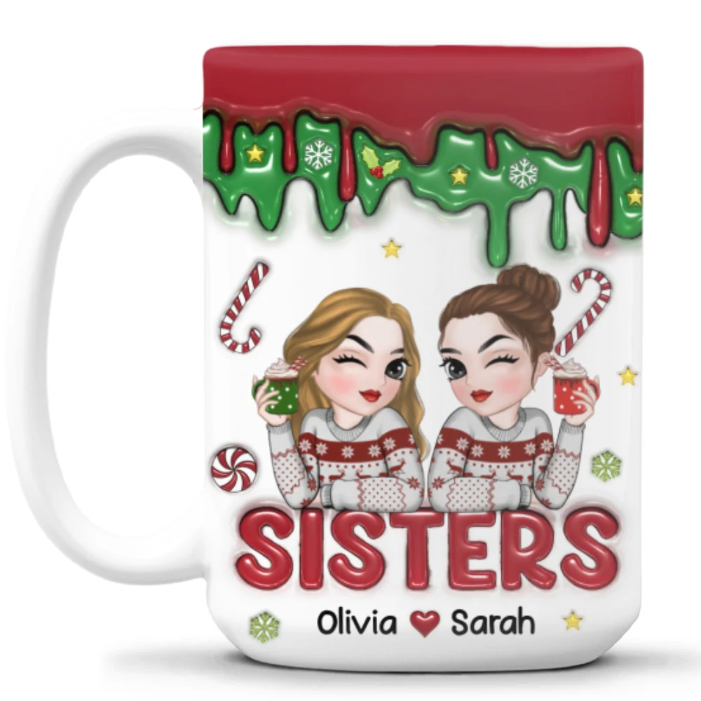 Besties Together Christmas 2024 - Personalized Custom 3D Inflated Coffee Mug - Image 7