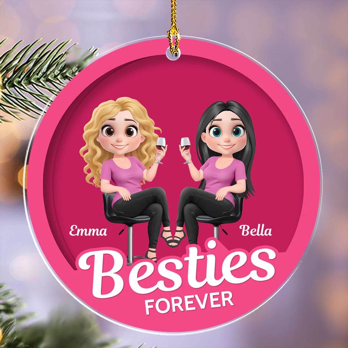 Besties Together Figure - Personalized Custom Acrylic Ornament - Image 3