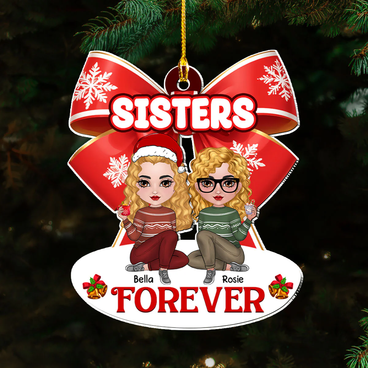 Besties Together - Personalized Custom Acrylic Ornament - Image 3