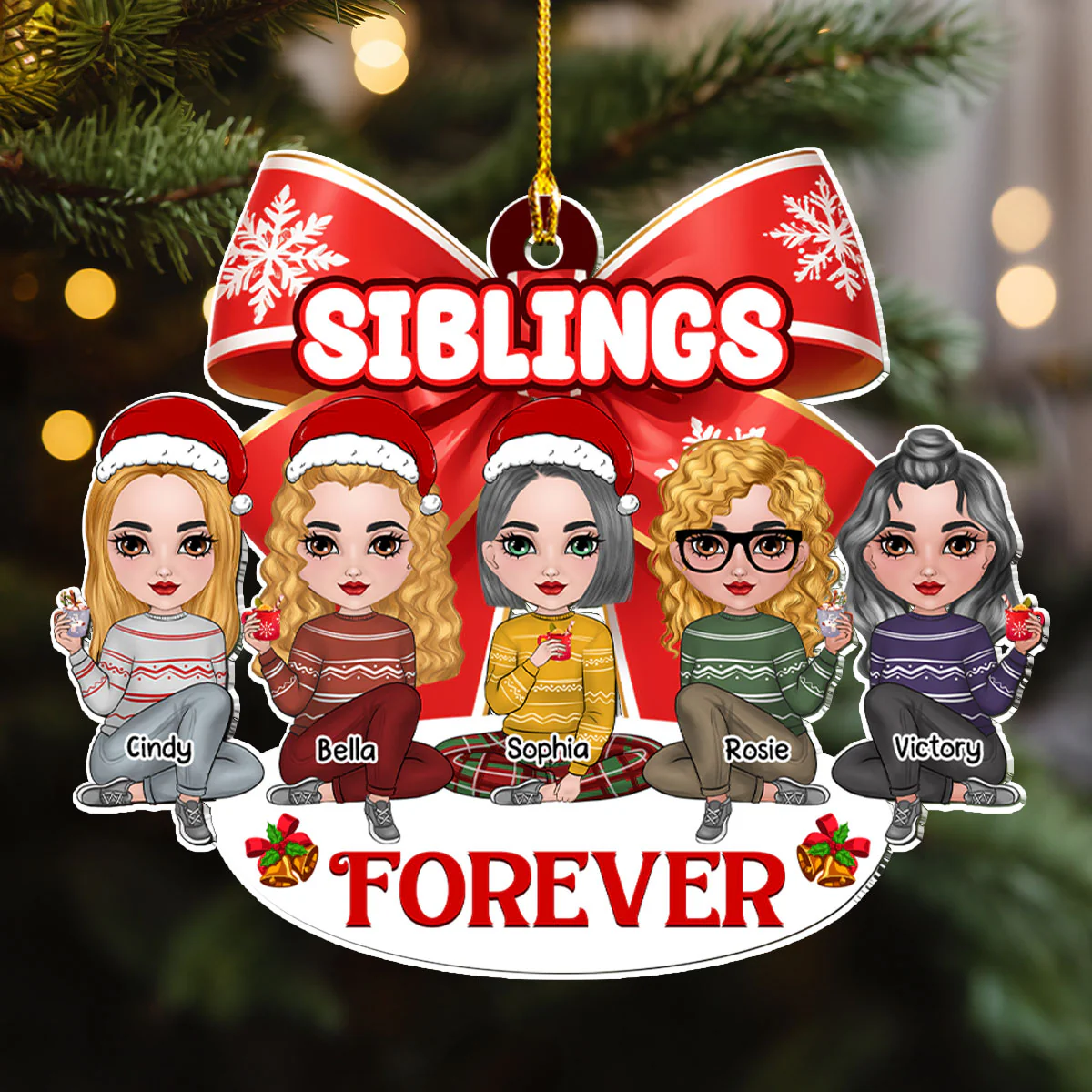 Besties Together - Personalized Custom Acrylic Ornament - Image 4