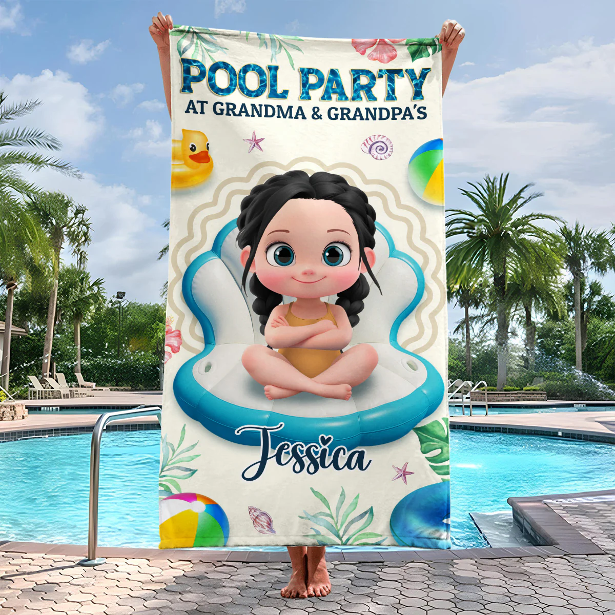 Better At Grandma Pool - Personalized Custom Beach Towel
