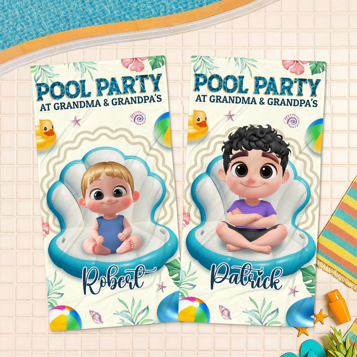 Better At Grandma Pool - Personalized Custom Beach Towel - Image 4