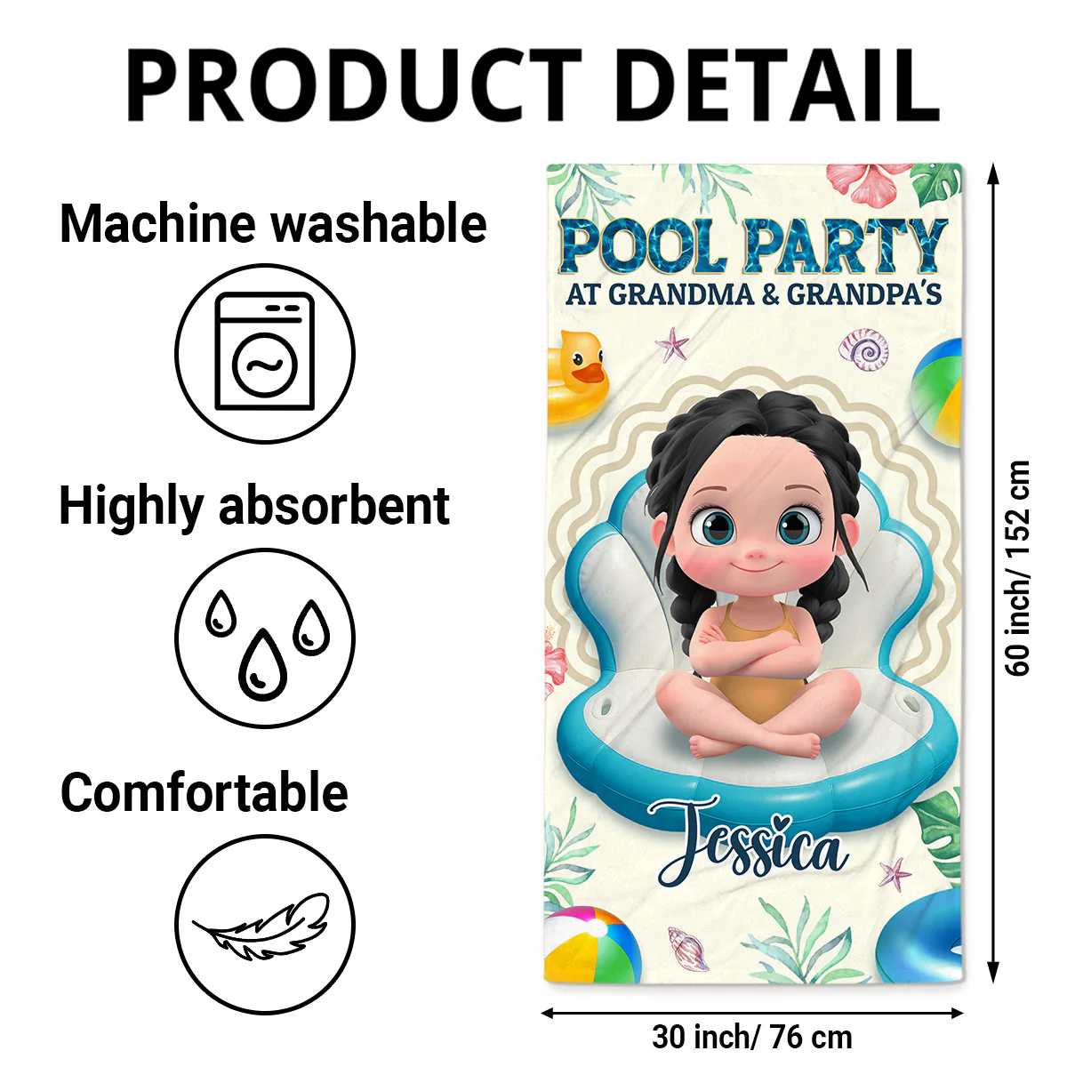 Better At Grandma Pool - Personalized Custom Beach Towel - Image 5