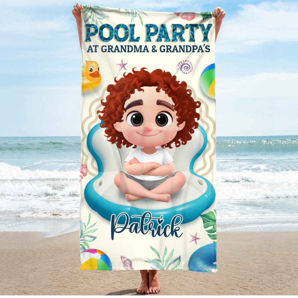 Better At Grandma Pool - Personalized Custom Beach Towel - Image 6
