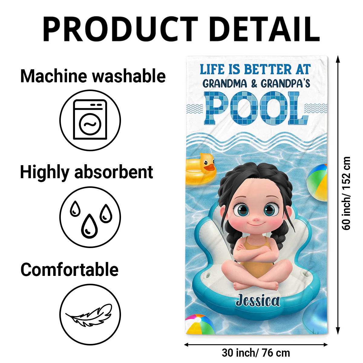 Better At Grandma Pool - Personalized Custom Beach Towel - Image 5