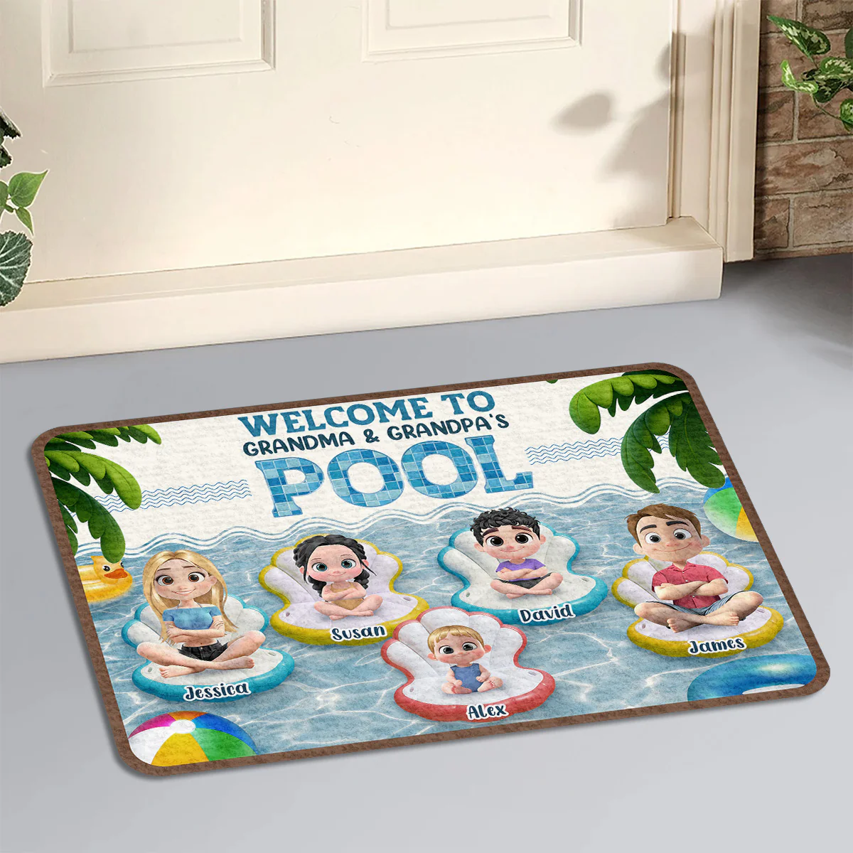 Better At Grandma Pool - Personalized Custom Doormat - Image 2