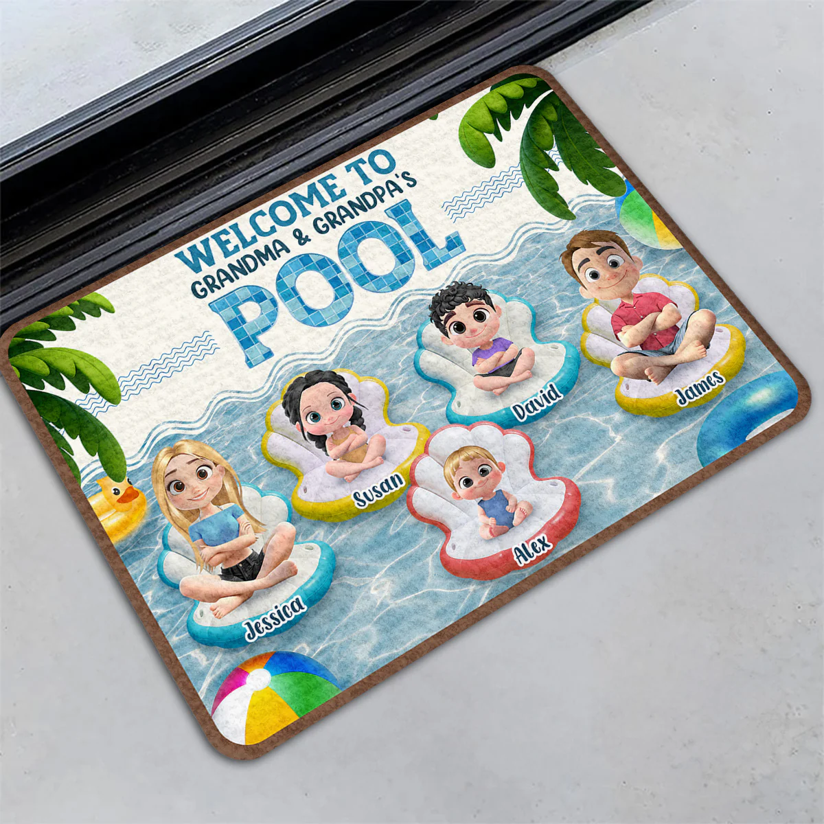 Better At Grandma Pool - Personalized Custom Doormat - Image 3