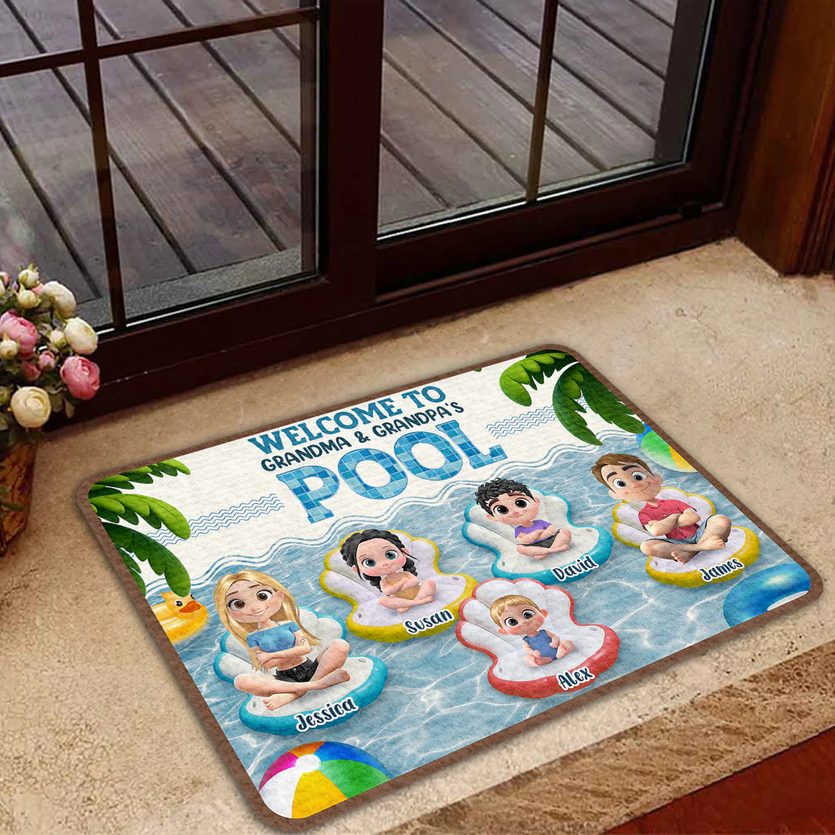 Better At Grandma Pool - Personalized Custom Doormat - Image 4