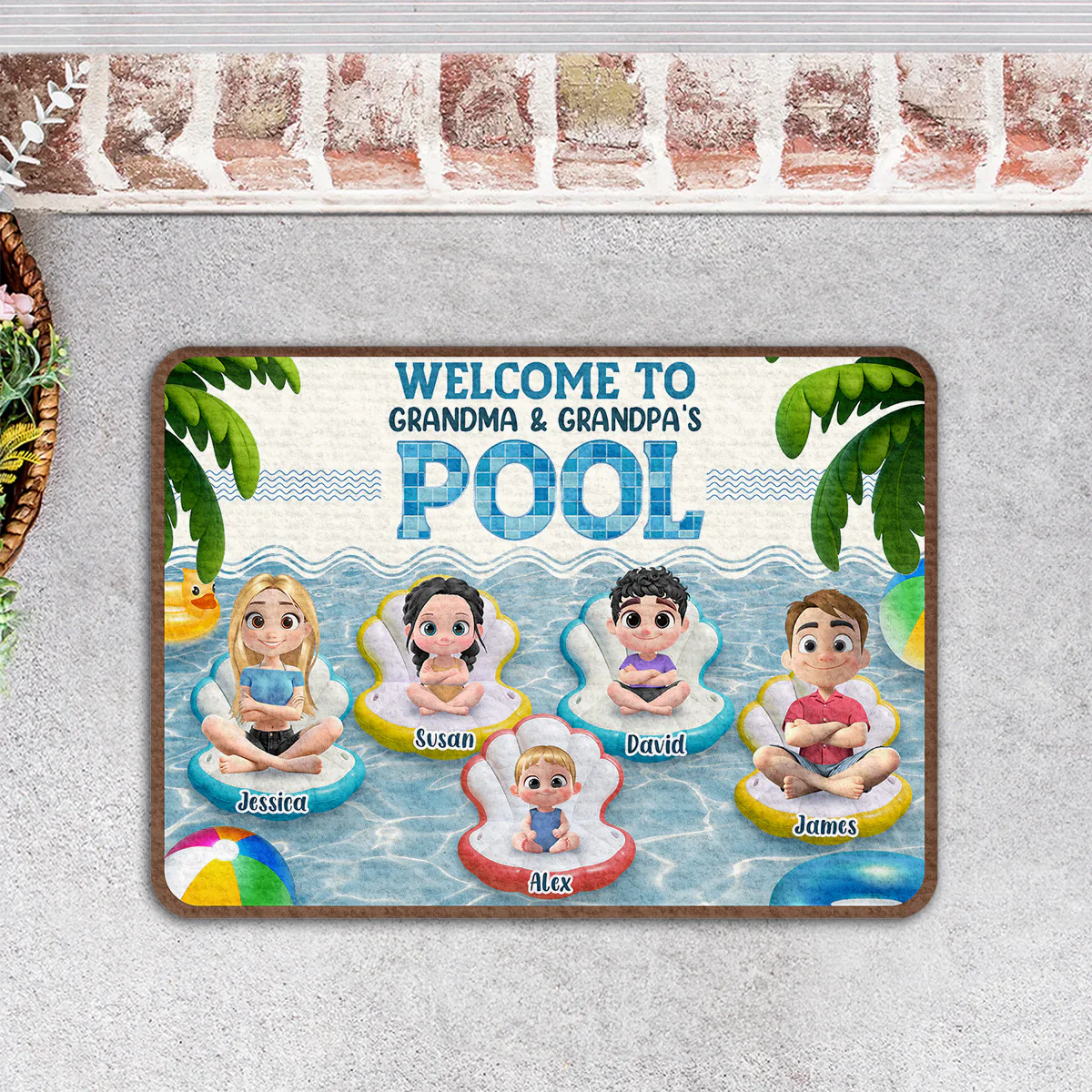 Better At Grandma Pool - Personalized Custom Doormat - Image 5