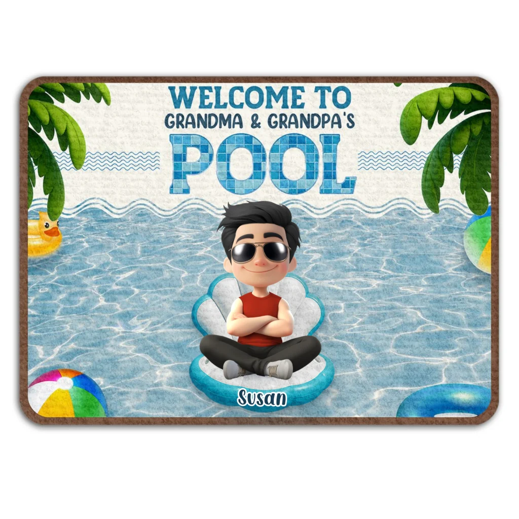 Better At Grandma Pool - Personalized Custom Doormat - Image 6