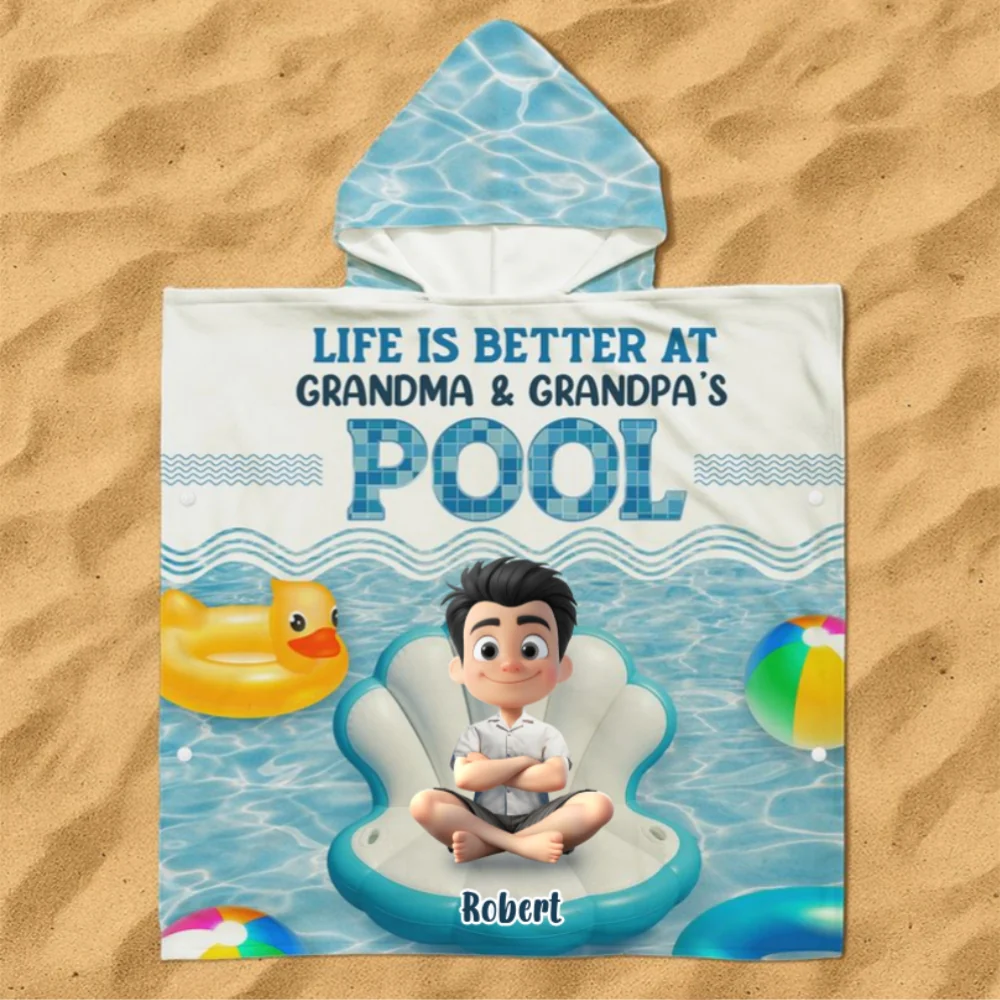 Better At Grandma Pool - Personalized Custom Hooded Beach Towel - Image 6