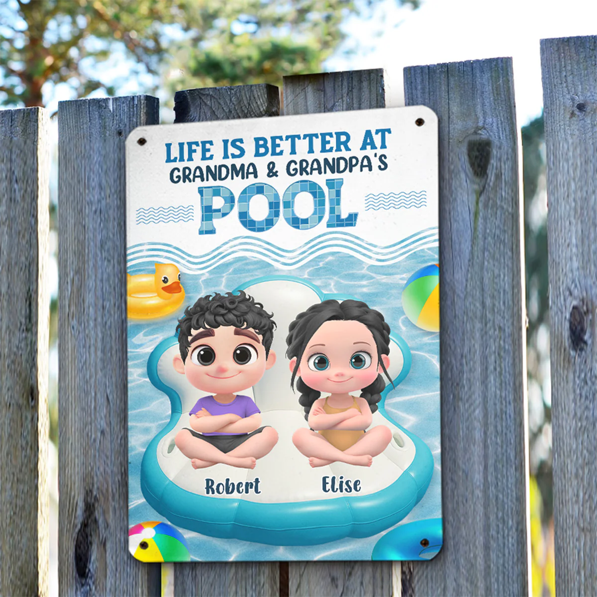 Better At Grandma Pool - Personalized Custom Metal Sign - Image 4