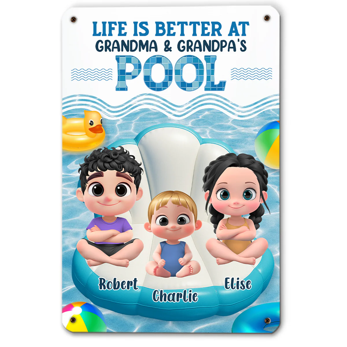 Better At Grandma Pool - Personalized Custom Metal Sign - Image 5