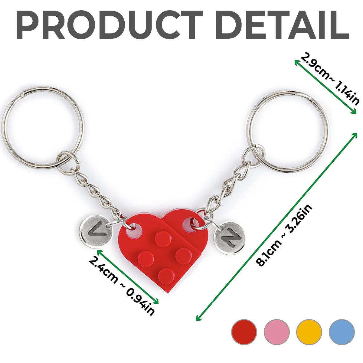 Better Together - Personalized Custom Heart Brick Keychain - Image 4