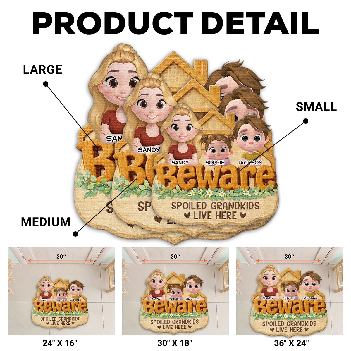 Beware My Spoiled Grandkids - Personalized Custom Doormat - Image 6