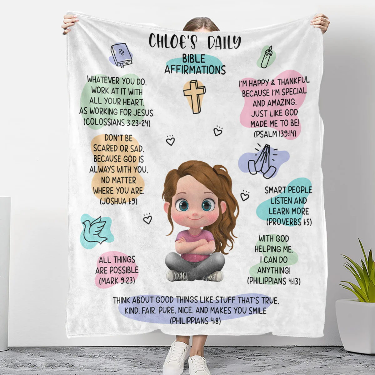Bible Affirmations - Personalized Custom Fleece Blanket