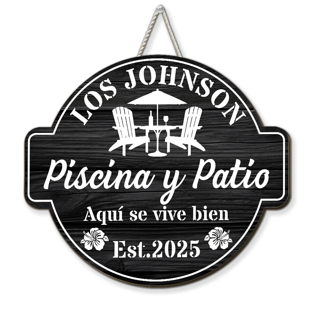 Bienvenido A Nuestro Oasis En El Patio Trasero - Letrero Personalizado De Madera