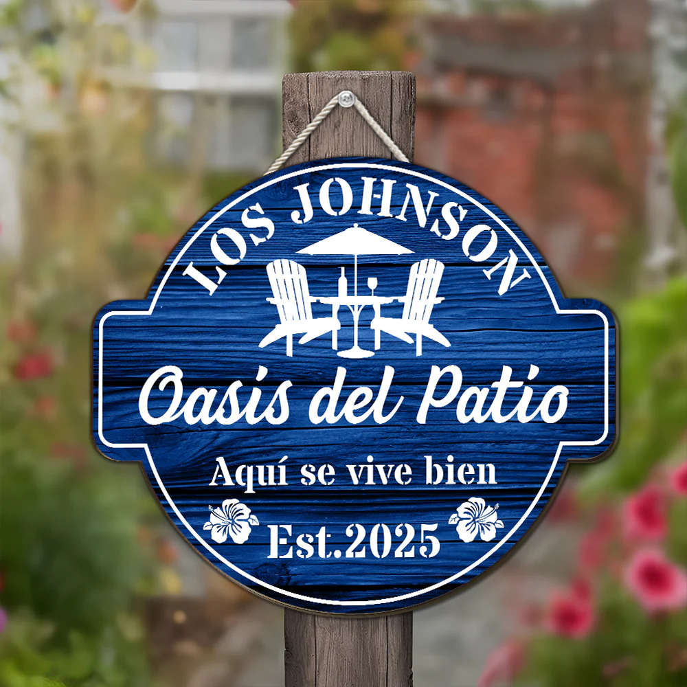 Bienvenido A Nuestro Oasis En El Patio Trasero - Letrero Personalizado De Madera - Image 3