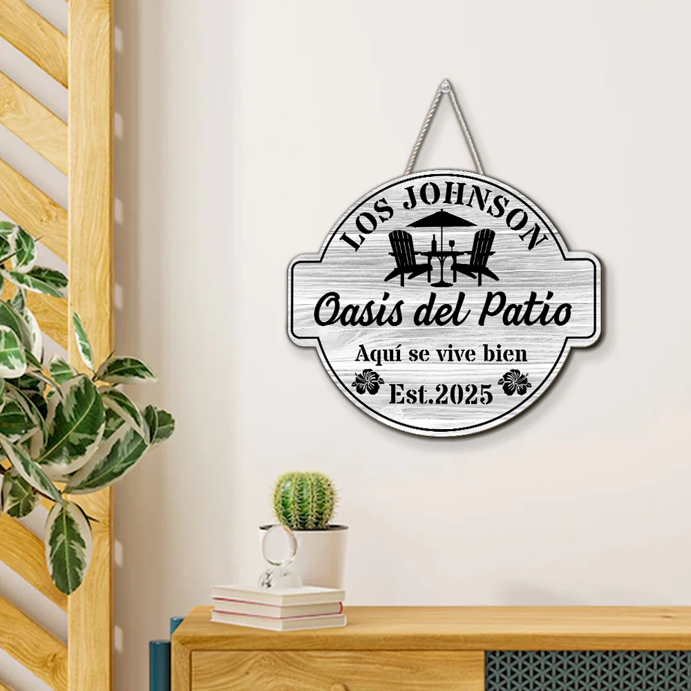 Bienvenido A Nuestro Oasis En El Patio Trasero - Letrero Personalizado De Madera - Image 5