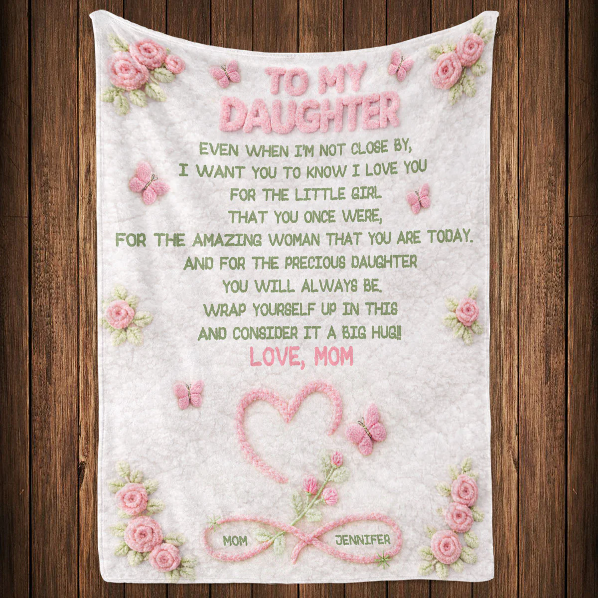 Big Hug For My Daughter - Personalized Custom Fleece Blanket - Image 2
