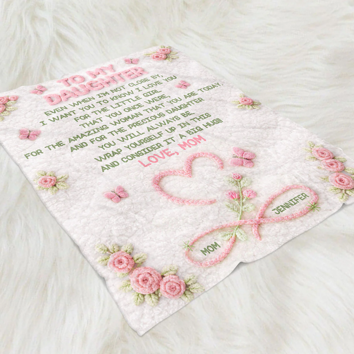 Big Hug For My Daughter - Personalized Custom Fleece Blanket - Image 3