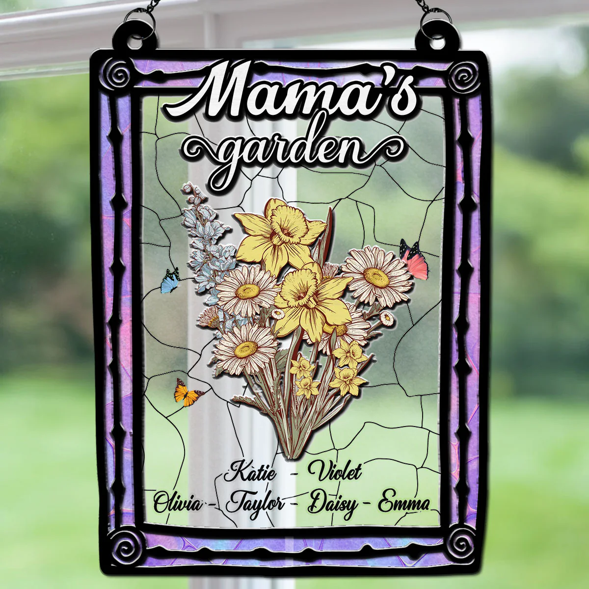 Birth Flower Grandma Garden - Personalized Custom Suncatcher - Image 5